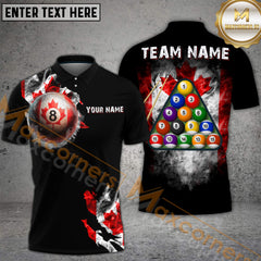 Maxcorners Billiard Canada 8 Ball Maple Leaf Smoke Style Personalized Name, Team Name 3D Shirt