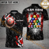 Maxcorners Billiard Canada 8 Ball Maple Leaf Smoke Style Personalized Name, Team Name 3D Shirt
