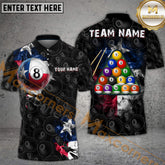 Maxcorners Billiard Texas Flag 8 Ball Lone Star Style Personalized Name, Team Name 3D Shirt