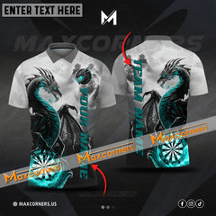 Maxcorners Darts Dragon Thunder Lightning Mutilcolor Options Personalized Name, Team Name 3D Polo Shirt