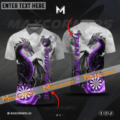 Maxcorners Darts Dragon Thunder Lightning Mutilcolor Options Personalized Name, Team Name 3D Polo Shirt
