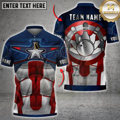 Maxcorners Bowling Captain Shield Pin Design Personalized Name 3D Unisex Shirt