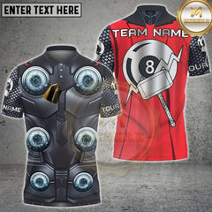 Maxcorners Billiards Lightning Hammer 8 Ball Design Personalized Name 3D Unisex Shirt