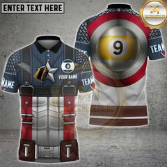 Maxcorners Billiards Hero Suit 9 Ball Shield Design Personalized Name 3D Unisex Shirt