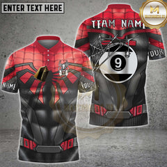 Maxcorners Billiards Spider Web 9 Ball Design Personalized Name 3D Unisex Shirt