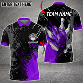 Maxcorners Bowling & Pins Paint Fire Multicolor Option Customized Name, Team Name 3D Polo Shirt (4 Colors)
