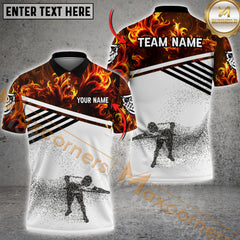 Maxcorners Billiard Flame Swing Multicolor Customized Name, Team Name 3D Shirts | White