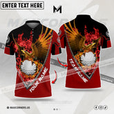 Maxcorners Golf Eagle Ball Fire Flame Sport Jersey Multicolor Options Customized Name, Team Name 3D Polo Shirt