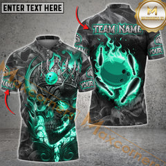 Maxcorners Skull Smoke Bowling Jersey Multicolor Options Personalized Name, Team Name 3D Shirt
