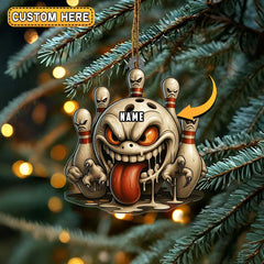 Maxcorners Personalized Bowling Mad Bowl 3D Acrylic Ornament, Custom Holiday Tree Decor, Perfect Gift for Bowler