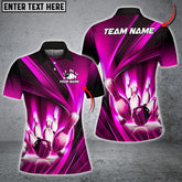 Maxcorners Bowling Colorful Rays Of Light Multicolor Option Customized Name 3D Shirt For Women (6 Colors)