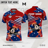 Maxcorners Billiard Ball 8 American Flag Pattern Multicolor Options Personalized Name, Team Name 3D Polo Shirt (4 Colors)