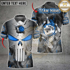 Maxcorners Bowling Punisher Skull Multicolor Customized Name, Team Name 3D Shirts