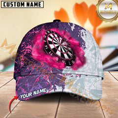 Maxcorners Darts Grunge Smoke Multicolor Option Personalized Name 3D Cap