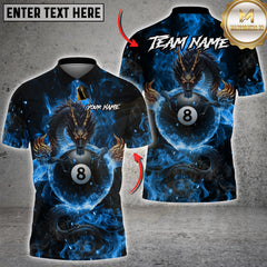 Maxcorners Billiards Dragon Fire Ball 8 Design Multicolor Customized Name, Team Name 3D Shirt
