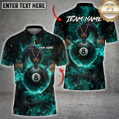 Maxcorners Billiards Dragon Fire Ball 8 Design Multicolor Customized Name, Team Name 3D Shirt