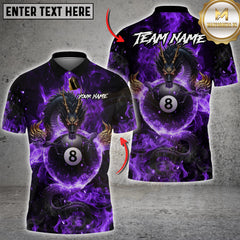 Maxcorners Billiards Dragon Fire Ball 8 Design Multicolor Customized Name, Team Name 3D Shirt