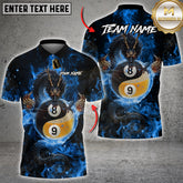 Maxcorners Billiards Dragon Fire Ball 8 9 Yin And Yang Multicolor Customized Name, Team Name 3D Shirt