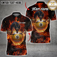 Maxcorners Billiards Dragon Fire Ball 9 Design Multicolor Customized Name, Team Name 3D Shirt