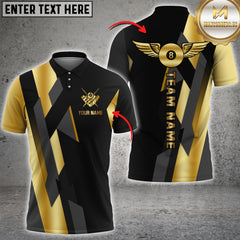 Maxcorners Billiard 8-Ball Pool Golden Multicolor Personalized Name, Team Name 3D Shirt