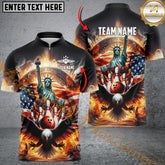 Maxcorners Liberty Strike USA Bowling Jersey Personalized Name 3D Unisex Shirt