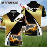 Maxcorners Customized Name Fire Stand Golf Multicolor Custom 3D Polo Shirt (4 Colors)