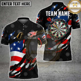 Maxcorners Darts USA Flame Flag Personalized Name 3D Unisex Shirt