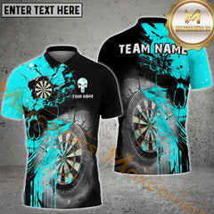 Maxcorners Darts Skull Multicolor Options Personalized Name, Team Name 3D Polo Shirt