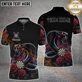 Maxcorners Personalized Rose And Dartboard Custom Cobra Snake Dart Shirt For Men, Dart Jerseys Polo & 1/4 Zip LM133