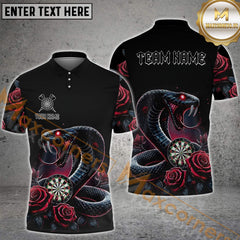 Maxcorners Personalized Rose And Dartboard Custom Cobra Snake Dart Shirt For Men, Dart Jerseys Polo & 1/4 Zip LM133