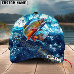 Maxcorners Trout Fishing Sea Water Pattern Jersey Multicolor Personalized Name 3D Cap