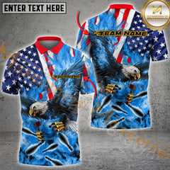 Maxcorners Bowling Flame Eagle US Flag Multicolor Option Customized Name, Team Name 3D Shirt
