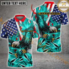 Maxcorners Bowling Flame Eagle US Flag Multicolor Option Customized Name, Team Name 3D Shirt