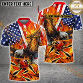 Maxcorners Bowling Flame Eagle US Flag Multicolor Option Customized Name, Team Name 3D Shirt
