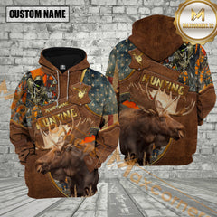 Maxcorners Premium Moose Hunter Orange Camouflage 3D Full Print Hoodie Best Gift For Hunter