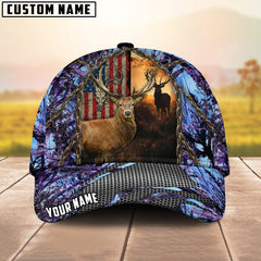Maxcorners Woodland Majesty Hunting Deer Grass Camo Pattern Multicolor Option Personalized Cap