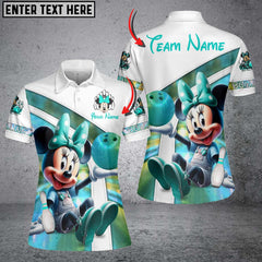 Maxcorners Bowling And Pins MN Multicolor Personalized Name, Team Name All Over Printed 3D Polo Shirt