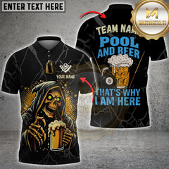 Maxcorners Billiard Grim Reaper Beer Personalized Name, Team Name 3D Shirt