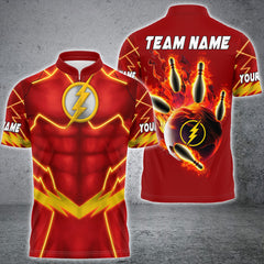Maxcorners Bowling Jersey With Fire Strike Design Personalized Name 3D Unisex Shirt For Constantino