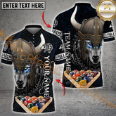 Maxcorners Wolf Vikings Billiard Jersey Multicolor Options Personalized Name, Team Name 3D Polo Shirt (4 Colors)