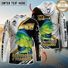 Maxcorners Mahi-Mahi Fishing Hook Graphic & Jumping Fish Art Personalized Name, Team Name 3D Long Sleeve Shirt
