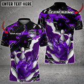 Maxcorners Bowling & Pins Sport Jersey Multicolor Option Customized Name, Team Name 3D Polo Shirt (4 Colors)