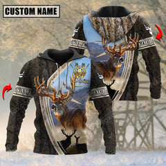 Maxcorners Majestic Deer Hunting Leather Pattern Custom Name Shirt 3D All Over Printed Clothes (4 Colors)