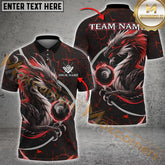 Maxcorners Billiard Fiery Crack Pattern Dragon Multicolor Customized NameMulticolor Customized Name, Team Name 3D Shirt