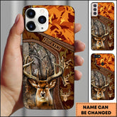 Maxcorners Collab Artist Deer Hunting Camouflage Personalized Name Phone Case (4 colors)