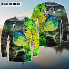 Maxcorners Mahi-Mahi Predator Angler Sun Protection Personalized Name, Team Name Long Sleeve Shirt