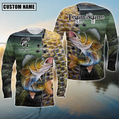 Maxcorners Walleye Predator Angler Sun Protection Personalized Name, Team Name Long Sleeve Shirt