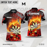 Maxcorners Darts Fire Flame Sport Jerseys Multicolor Option Customized Name, Team Name 3D Polo Shirt (4 Colors)