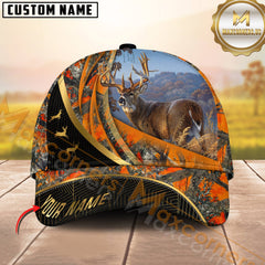Maxcorners Golden Hunting Orange Camouflage Personalized Name 3D Cap (Deer/Moose/Boar/Elk/Turkey/Duck)