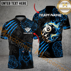 Maxcorners Billiard Flaming Panther 8 Ball-Pool Multicolor Customized Name, Team Name 3D Shirt